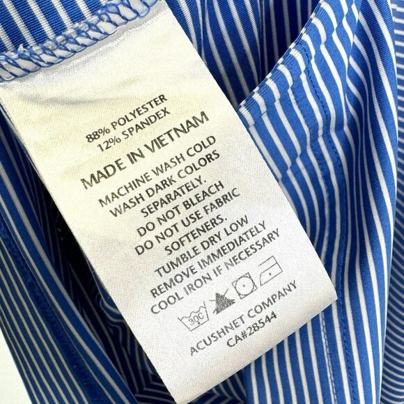 Footjoy FJ Golf Polo Shirt Mens Size XL Blue White Stripe Short Sleeve Top - Picture 4 of 5